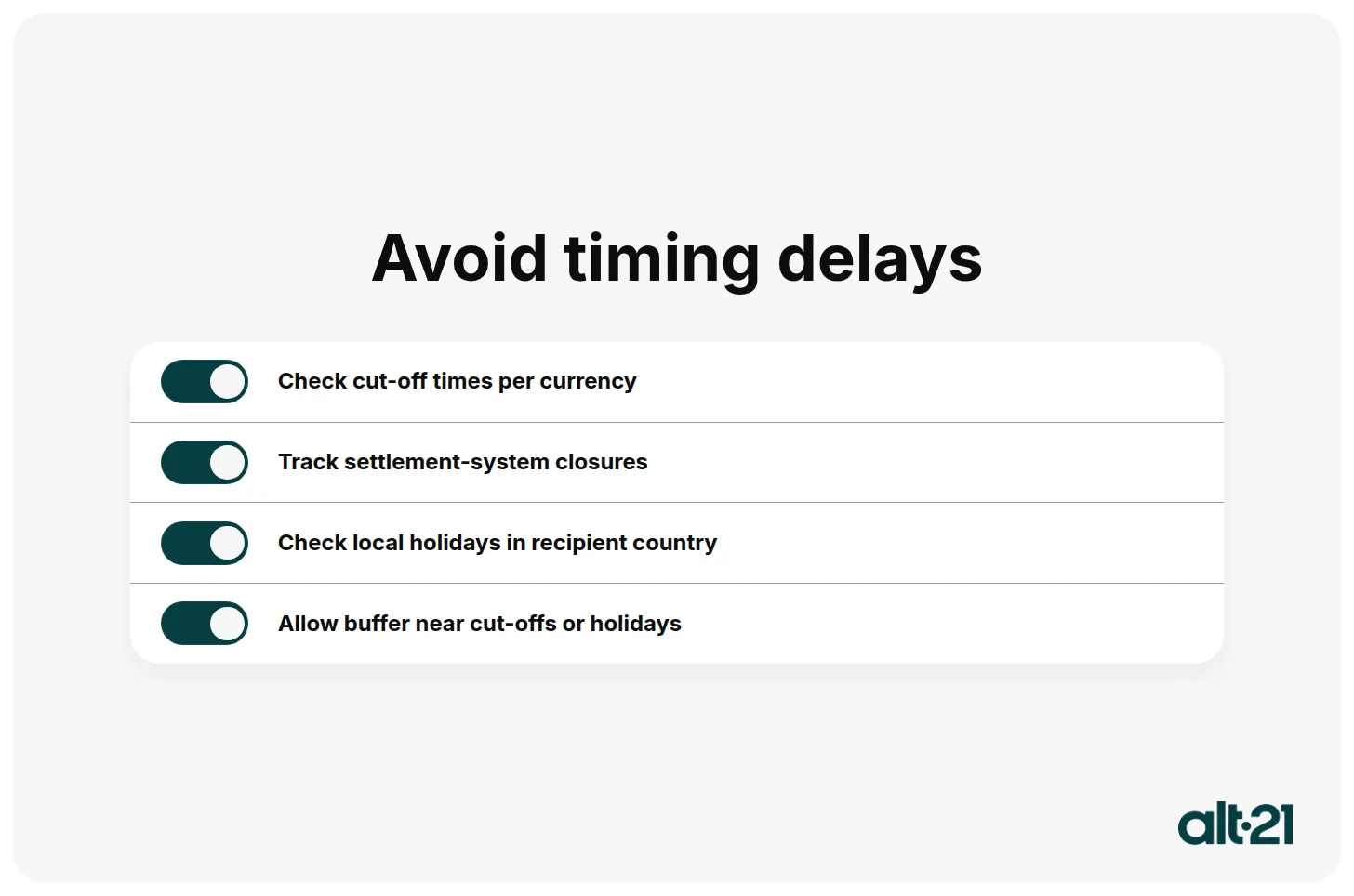 Avoid timing delays