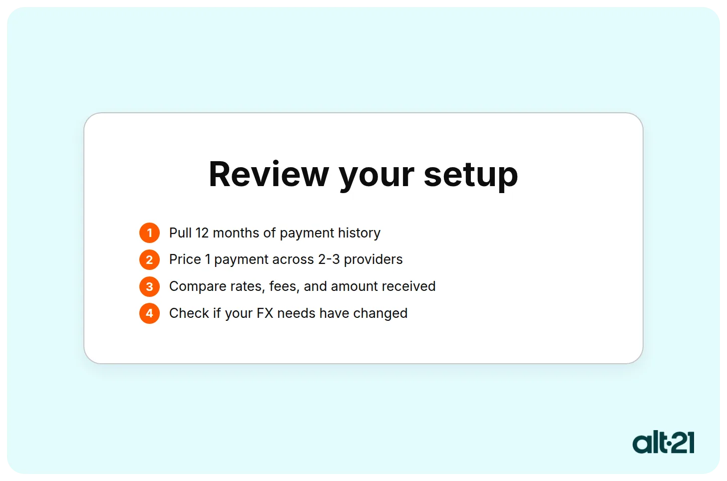 How to review your current setup